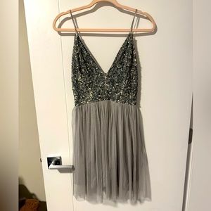 Grey Sparkly Sequin Tulle Dress